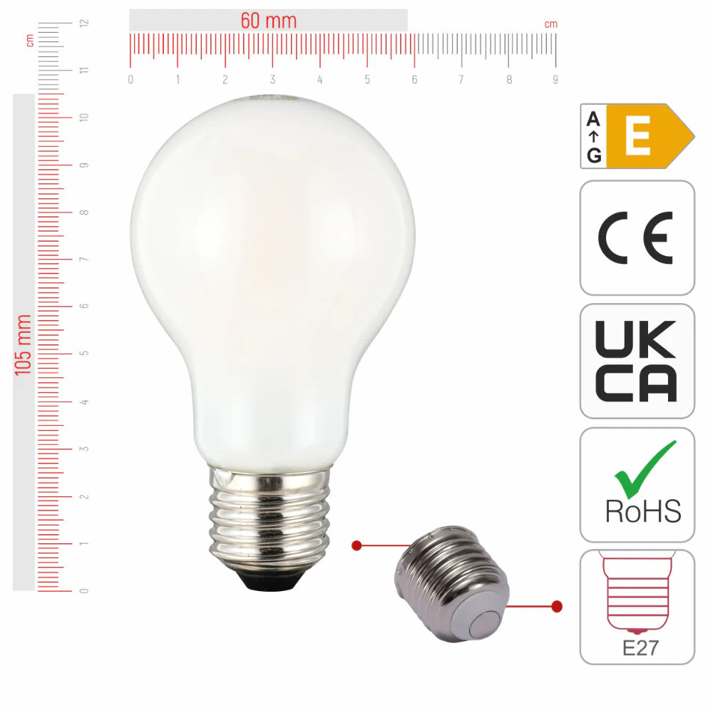 LED Bulb A60 GLS E27 6.5W Milky Glass Pack of 4 3