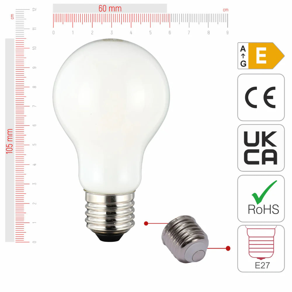 LED Bulb A60 GLS E27 6.5W Milky Glass Pack of 4 4