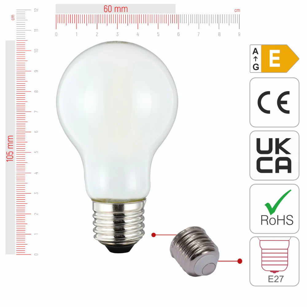 LED Bulb A60 GLS E27 Frosted Glass Pack of 4 6