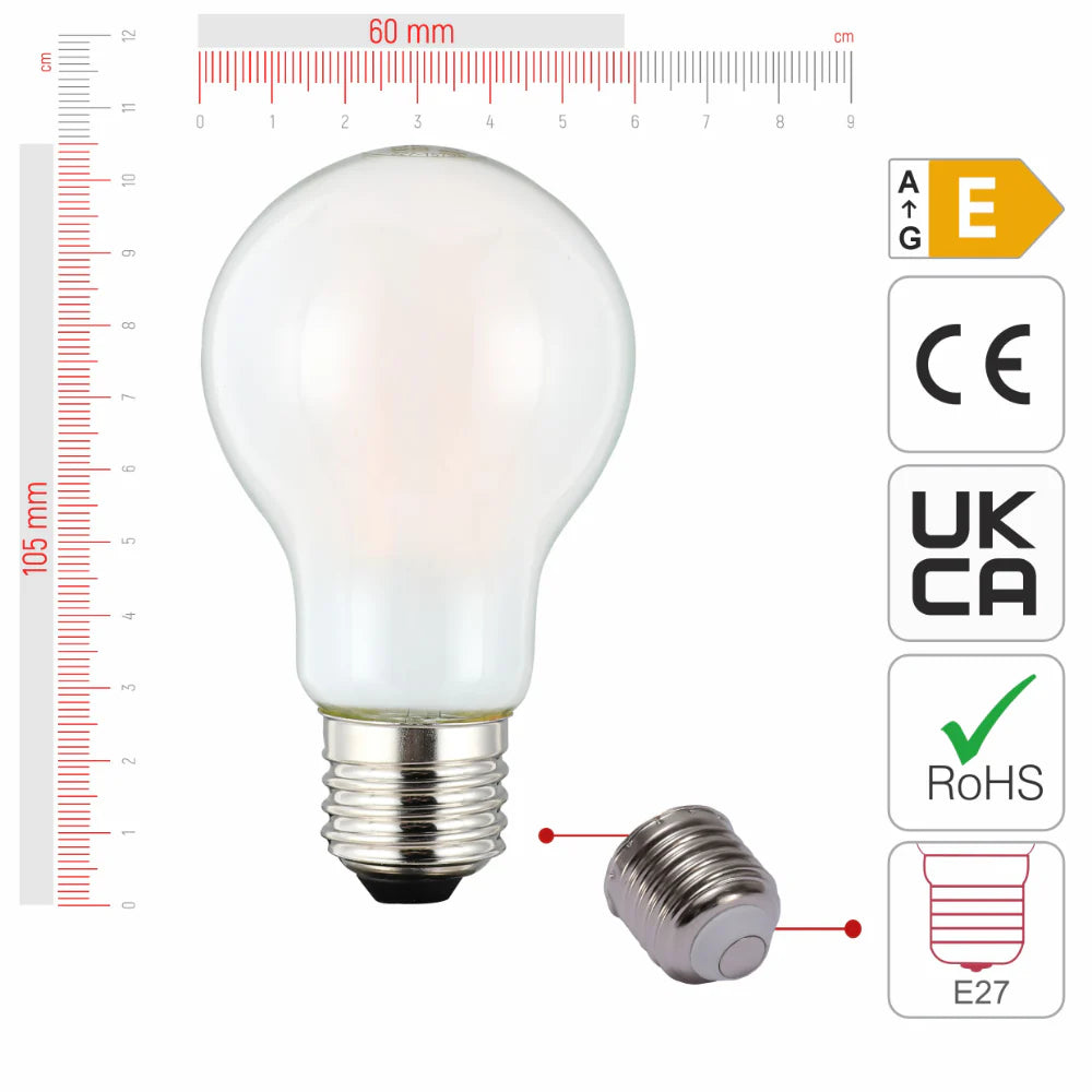 LED Bulb Dimmable A60 GLS E27 6.5W Frosted Glass Pack of 2 3