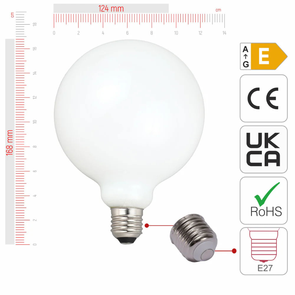 LED Bulb Dimmable Globe E27 6.5W 2700K Milky Glass Pack of 2 6