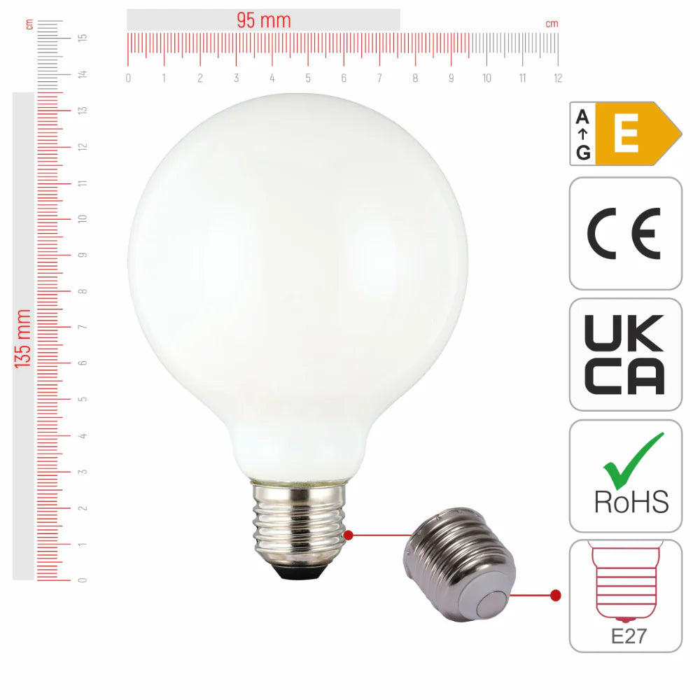 LED Bulb Dimmable Globe E27 6.5W 2700K Milky Glass Pack of 2 5