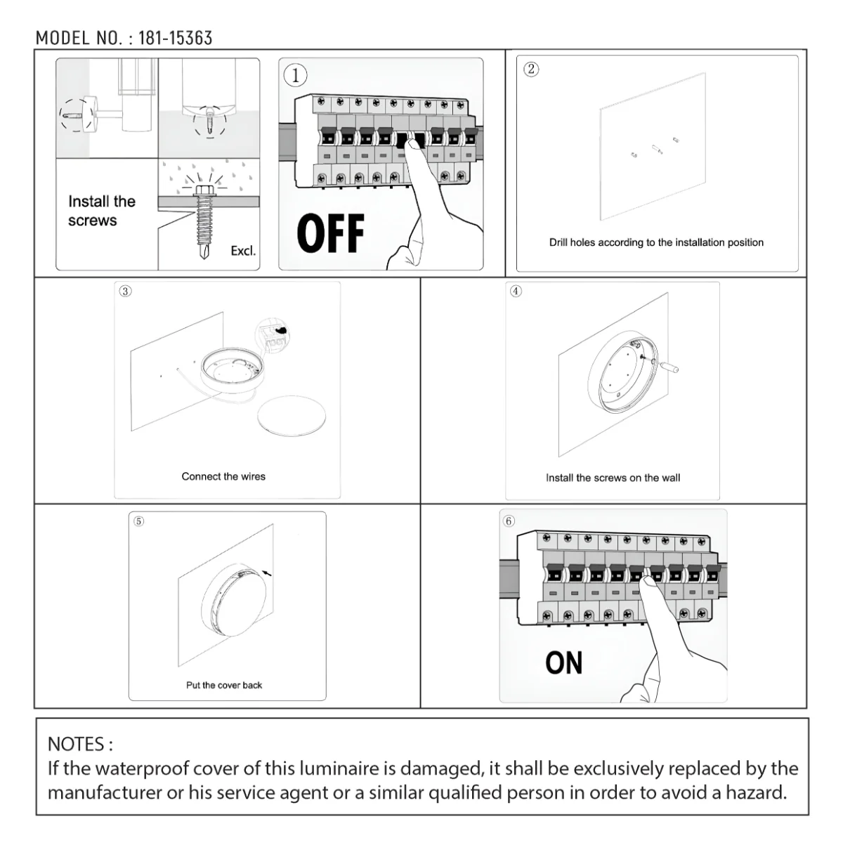 Technical specs of LED Bulkhead Light IP65 Ceiling Wall Interior Exterior 4000K White 181-15363