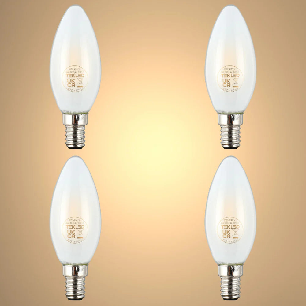 LED Candle Bulb Dimmable E14 4W Frosted Glass Pack of 4 2