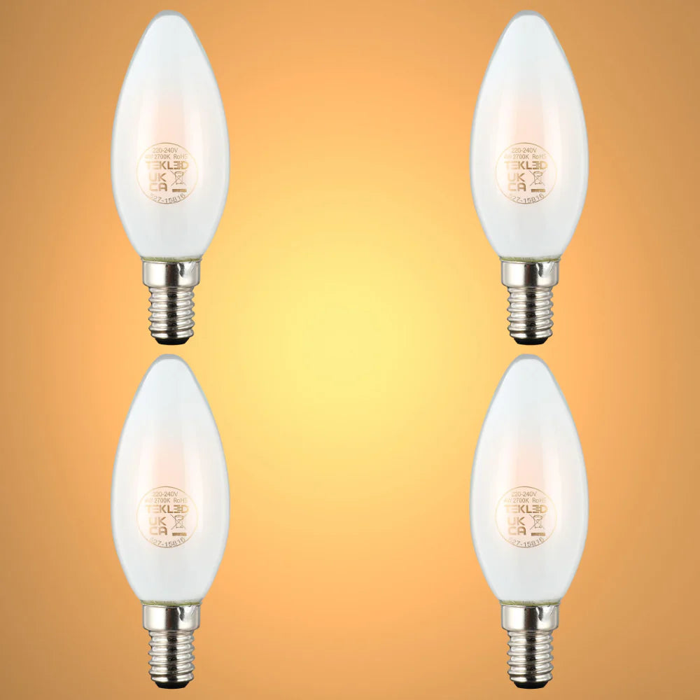 LED Candle Bulb Dimmable E14 4W Frosted Glass Pack of 4 1