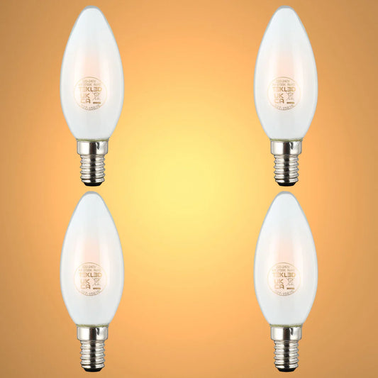 LED Candle Bulb Dimmable E14 4W Frosted Glass Pack of 4 1