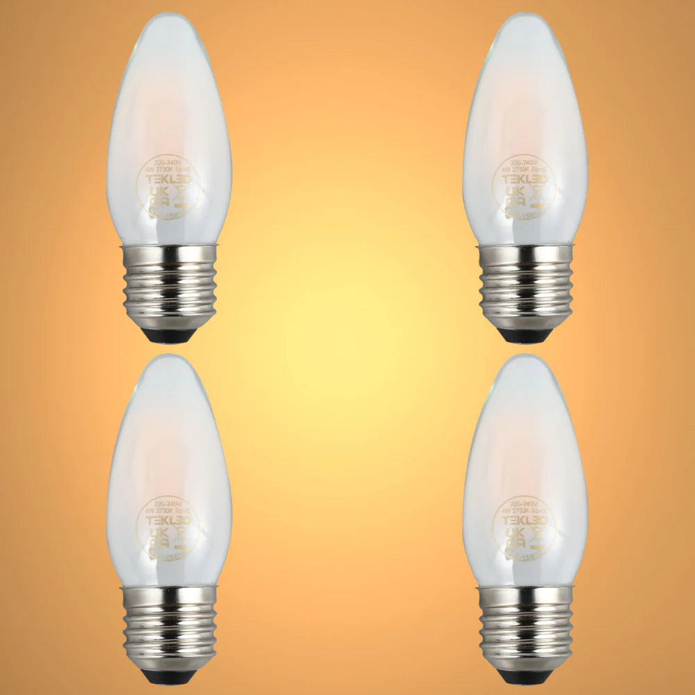 LED Candle Bulb Dimmable E27 4W 2700K Frosted Glass Pack of 4 1