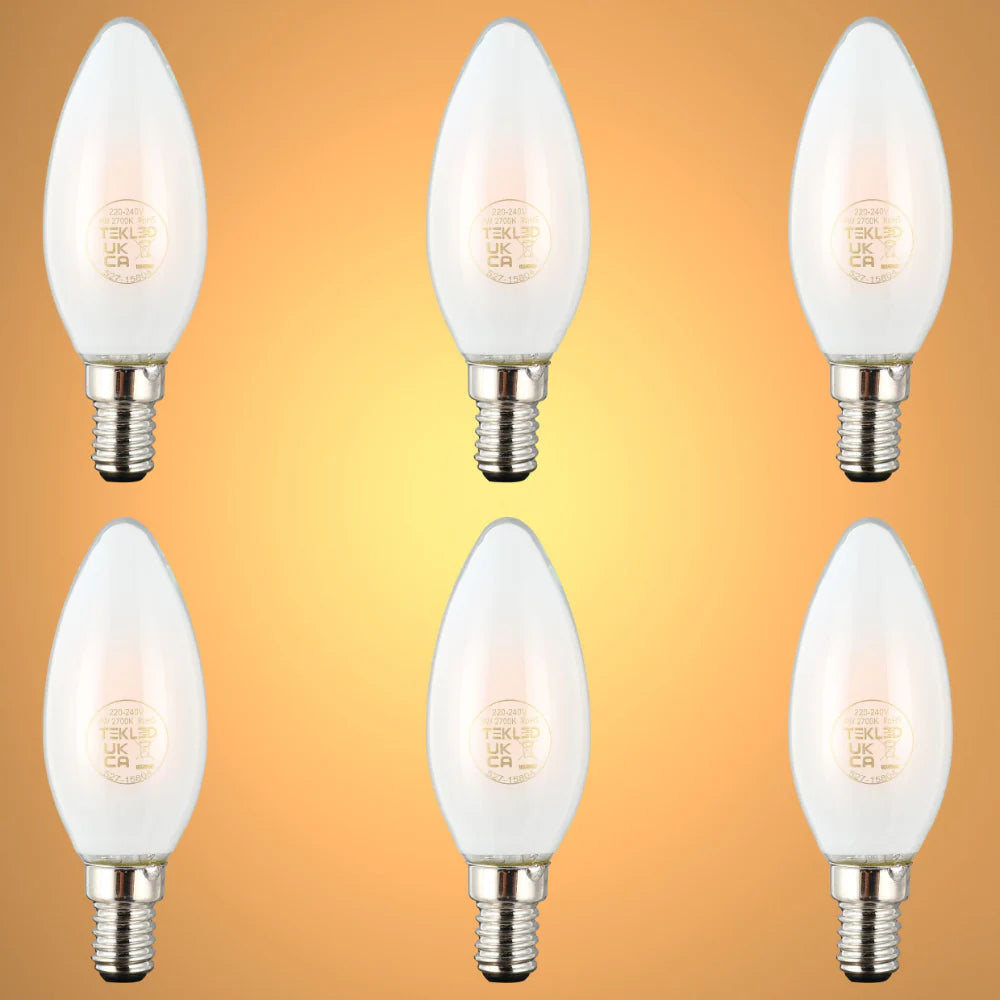 LED Candle Bulb E14 4W Frosted Glass Pack of 6 1