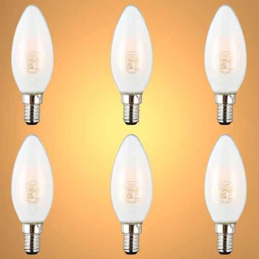 LED Candle Bulb E14 4W Frosted Glass Pack of 6 1