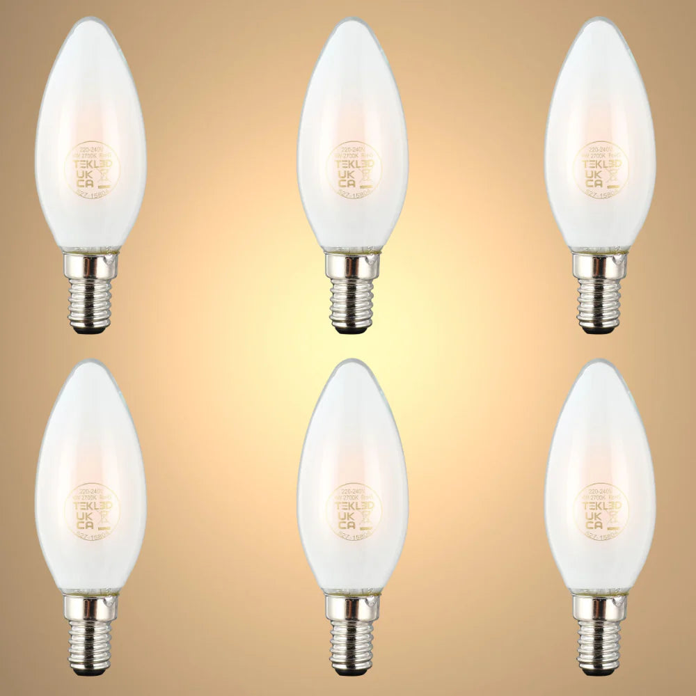 LED Candle Bulb E14 4W Frosted Glass Pack of 6 2