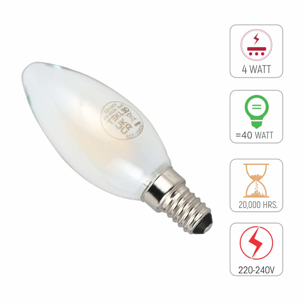 LED Candle Bulb E14 4W Frosted Glass Pack of 6 6