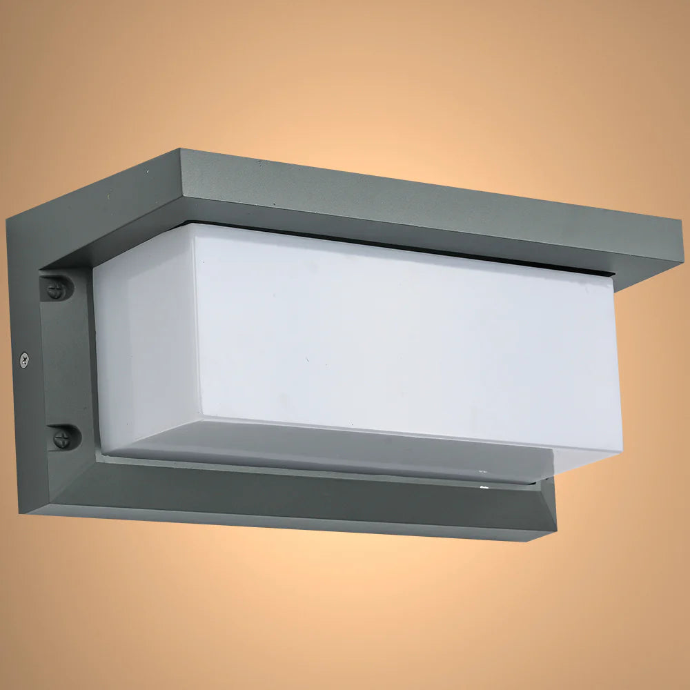 LED Diecast Aluminium Cuboid Hood Wall Lamp 20W Cool White 4000K IP54 Grey 1