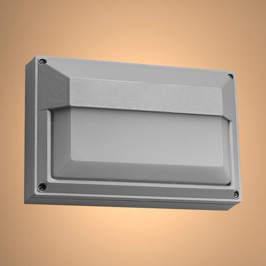 LED Diecast Aluminium Rectangle Half Wall Lamp 20W Cool White 4000K IP54 Grey 1