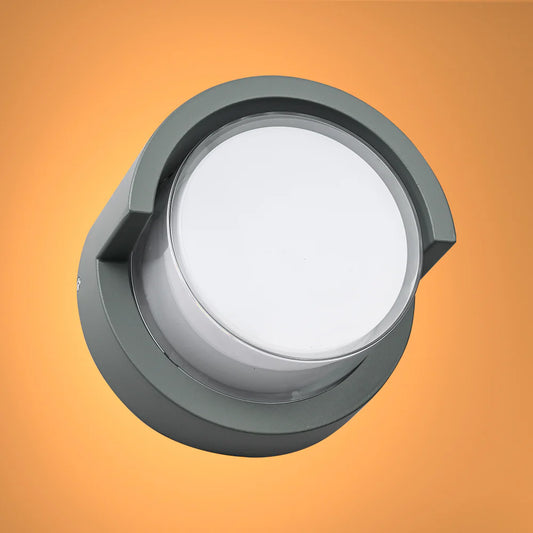 LED Diecast Aluminium Round Hood Wall Lamp 12W IP54 Grey 1