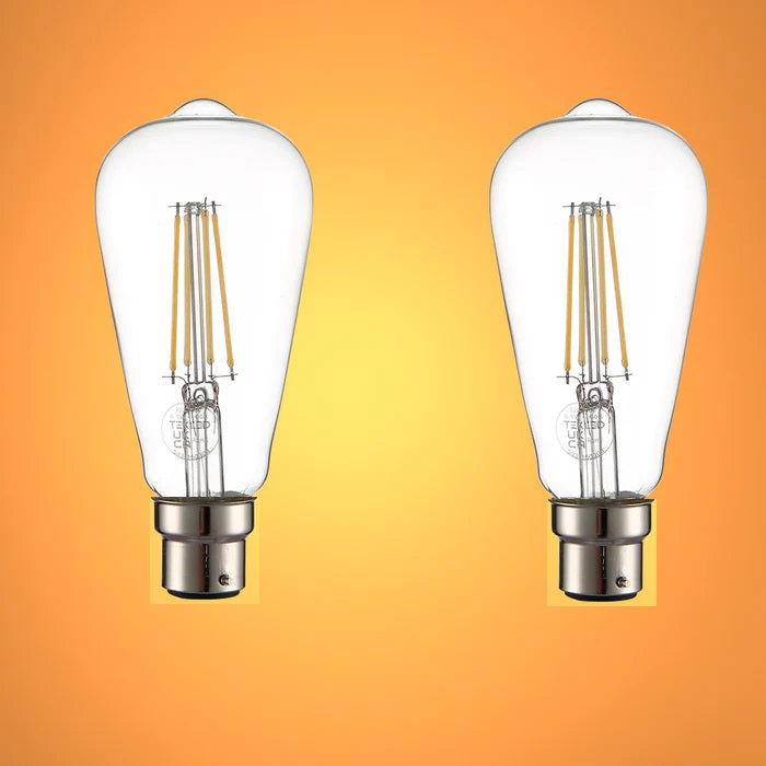 LED Dimmable Filament ST64 Edison Bulb B22 Bayonet Cap 6.5W Pack of 2 14