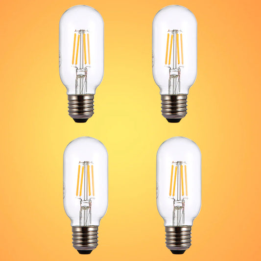 LED Dimmable Filament T45 T30 Tubular Bulb E27 Edison Screw 4W Pack of 4 Warm White 1