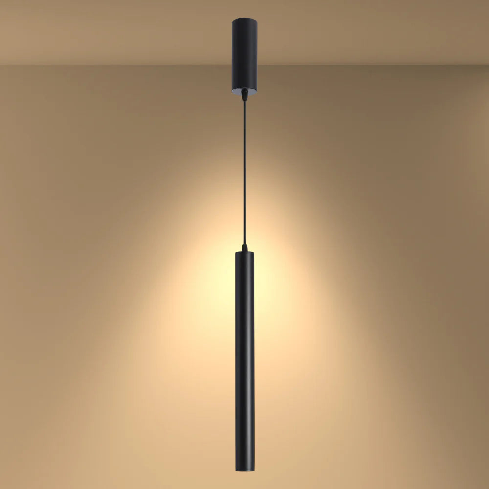 Integrated LED Modern Cylinder Pendant Ceiling Light Suspended Downlight Black 6