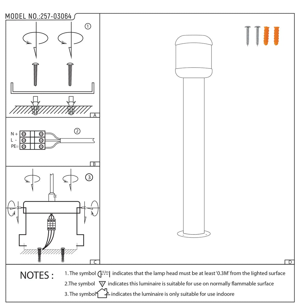 User manual for LunaVista Outdoor Bollard Light Black E27-257-03064