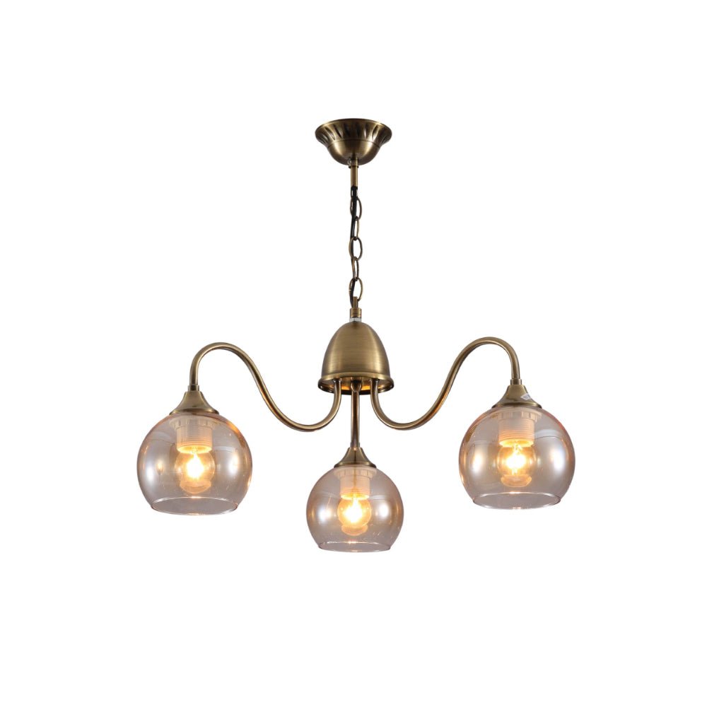 Main image of Amber Dome Glass Antique Brass Swan Chandelier Ceiling Light | TEKLED 159-17768