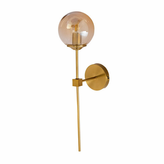 Main image of Amber Glass Gold Metal Wall Light L with E27 Fitting | TEKLED 151-19728