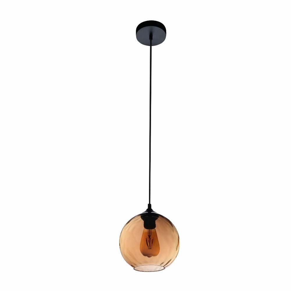 Main image of Amber Gold Glass Pendant Light D200 with E27 Fitting | TEKLED 158-196640