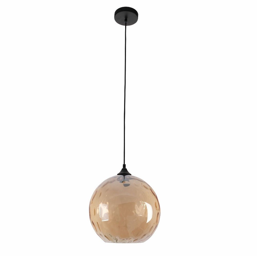 Main image of Amber Gold Glass Pendant Light D300 with E27 Fitting | TEKLED 158-196680