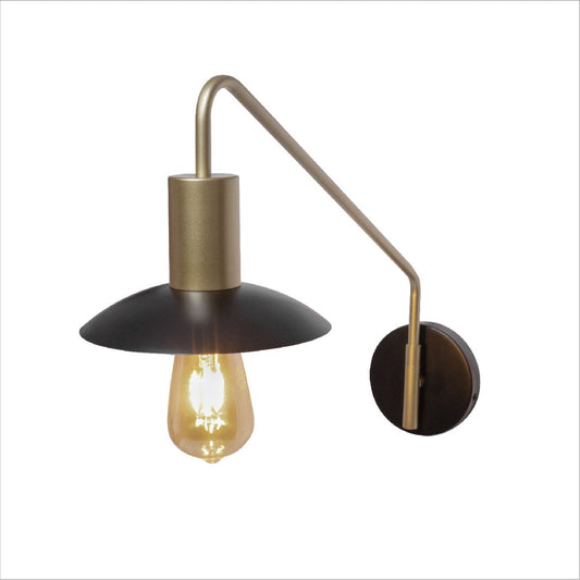 Main image of Black Gold Metal Flat Wall Light with E27 Fitting | TEKLED 151-19624