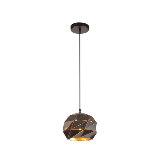 Main image of Black Gold Metal Laser Cut Globe Pendant Ceiling Light Small with E27 | TEKLED 150-18154