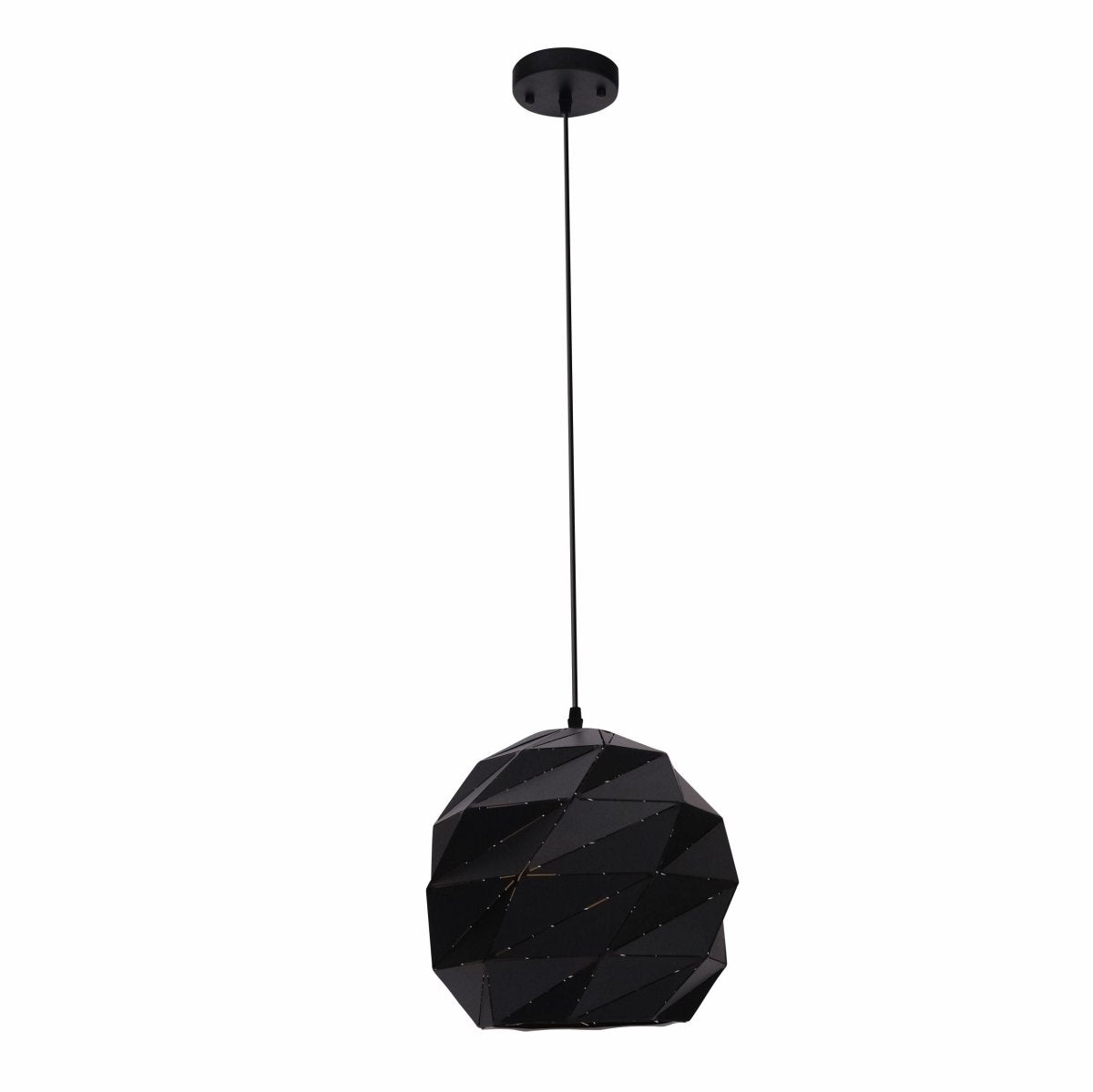 Main image of Black Metal Laser Cut Globe Pendant Light Large with E27 Fitting | TEKLED 150-18260