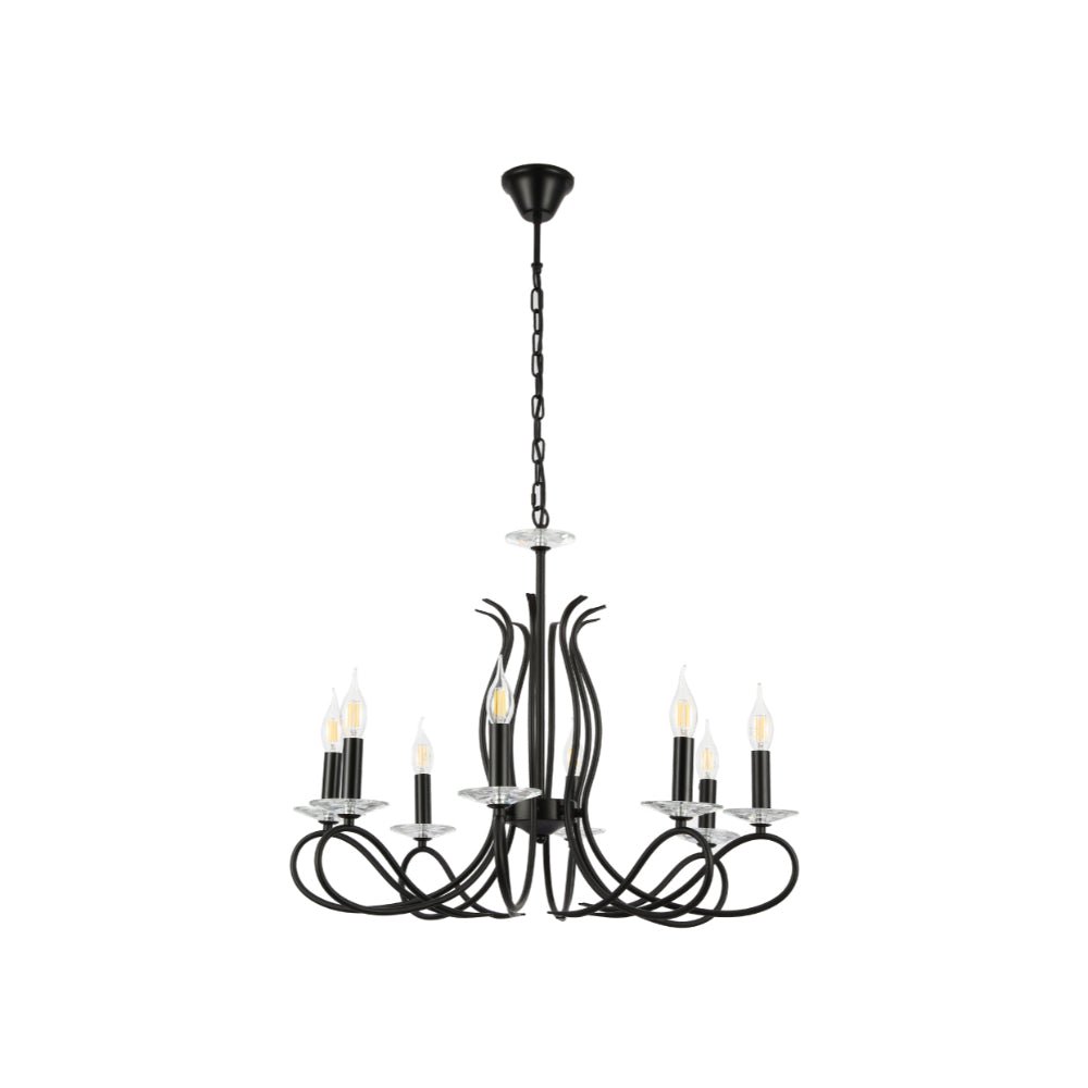 Main image of Candle Vintage Rustic Black French Chandelier Ceiling Light 8xE14 | TEKLED 156-18150