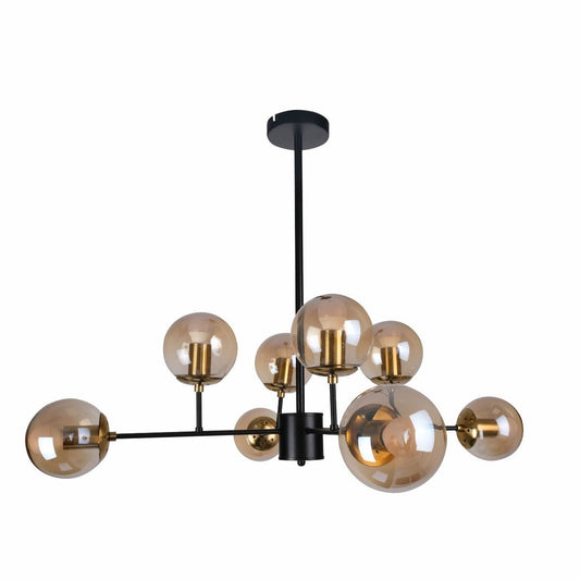 Main image of Chandelier Stilnovo Amber Glass Black Body with 8xE27 Fitting | TEKLED 159-17324