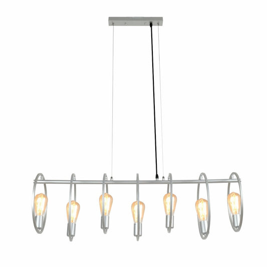 Main image of Circle Caged Silver Grey Kitchen Island Chandelier Ceiling Light with 7xE27 Fittings | TEKLED 159-17502