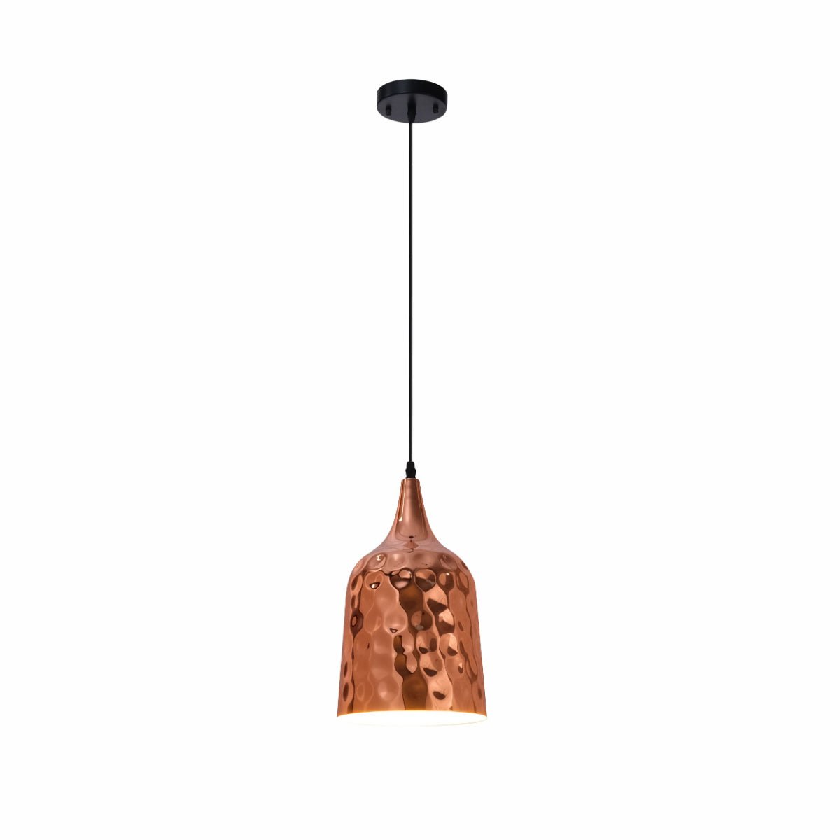 Main image of Copper Metal Golden Hammered Bell Pendant Ceiling Light with E27 | TEKLED 150-17806