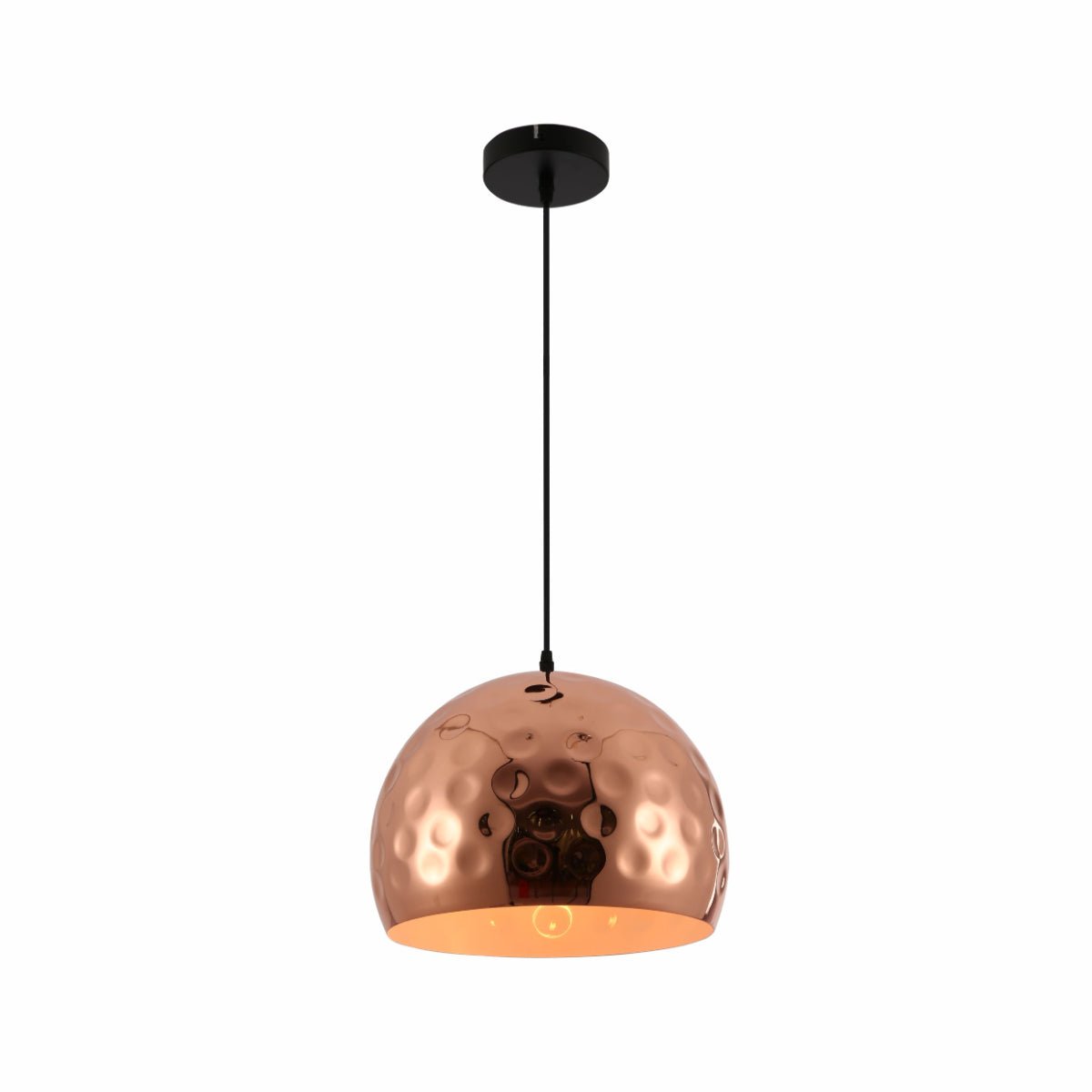 Main image of Copper Metal Golden Hammered Large Dome Pendant Ceiling Light with E27 | TEKLED 150-17812