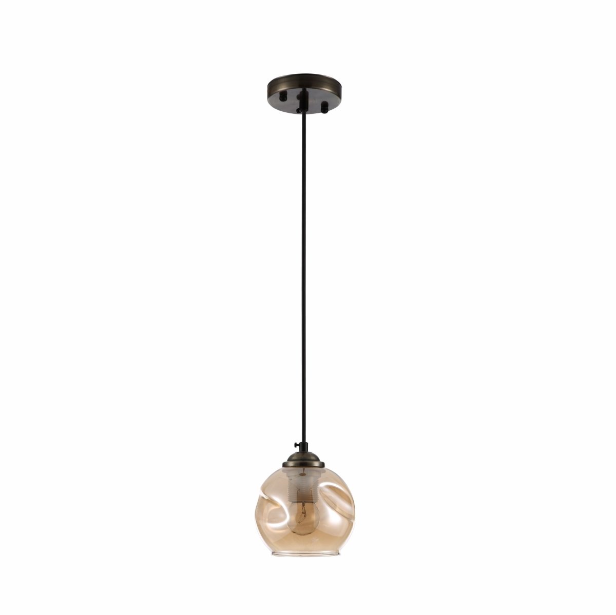 Amber Glass Dome Antique Brass Metal Pendant Light E27's main image.