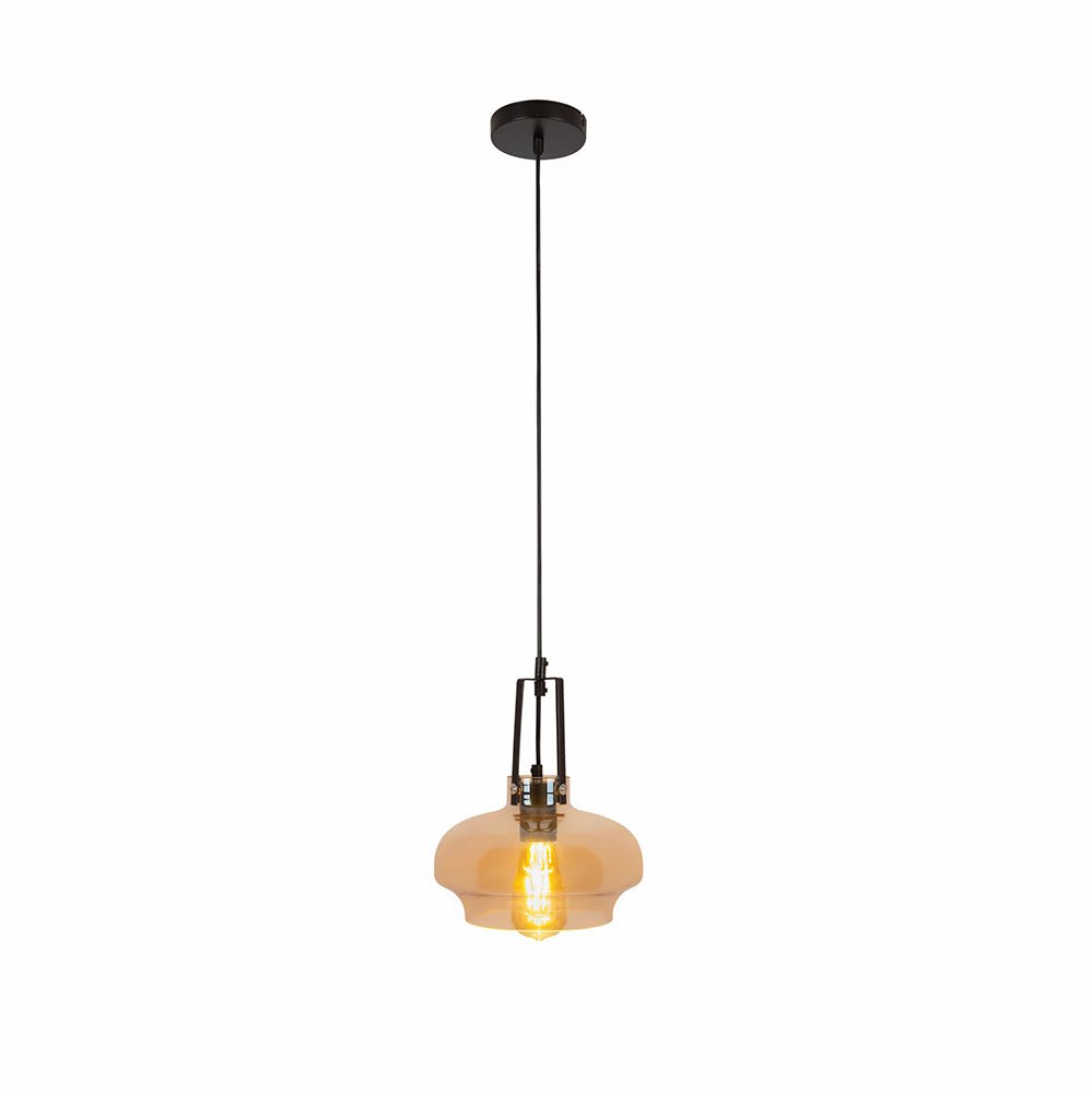 Amber Glass Step Dome Pendant Light E27's main image.