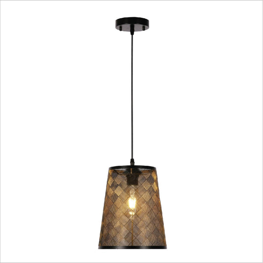 Main image of Black-Golden Metal Frustum Pendant Ceiling Light with E27 | TEKLED 150-17986