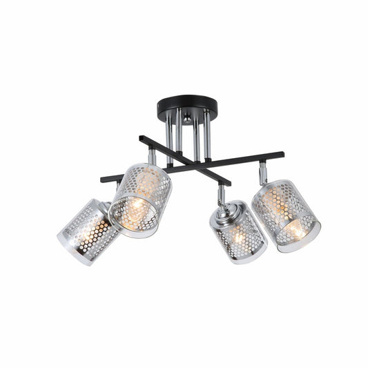 Chrome Honeycomb Black Chrome Body Semi Flush Ceiling Light 4Xe14's main image.