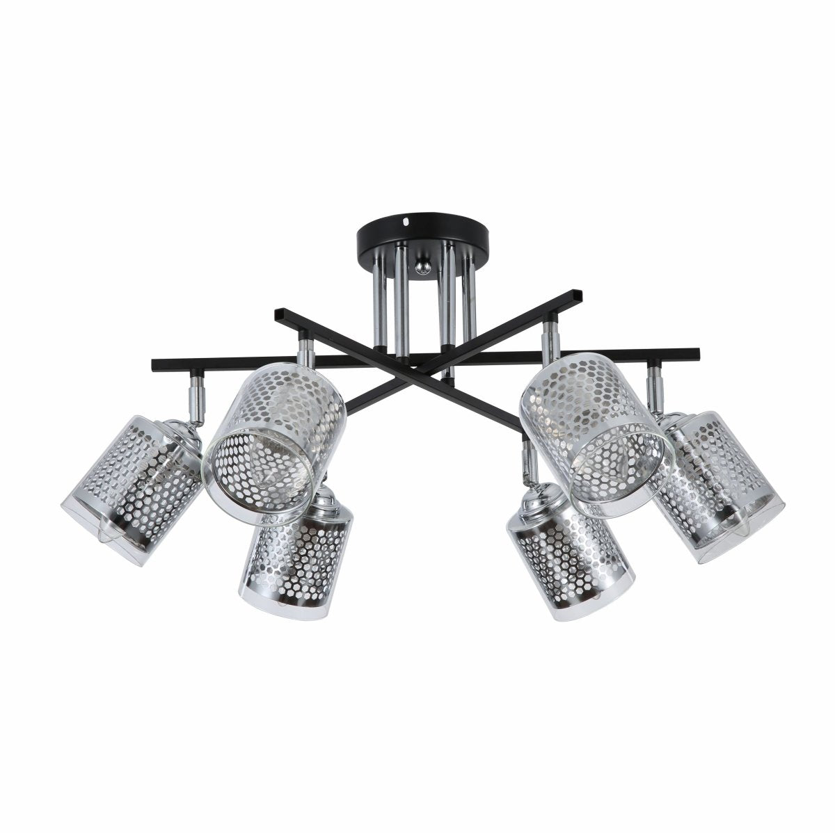 Chrome Honeycomb Black Chrome Body Semi Flush Ceiling Light 6Xe14's main image.