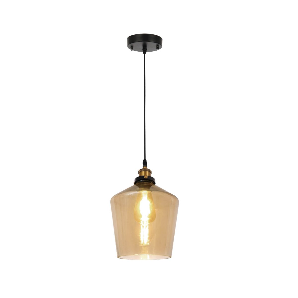 Main image of Amber Glass Schoolhouse Pendant Ceiling Light with E27 | TEKLED 150-17826