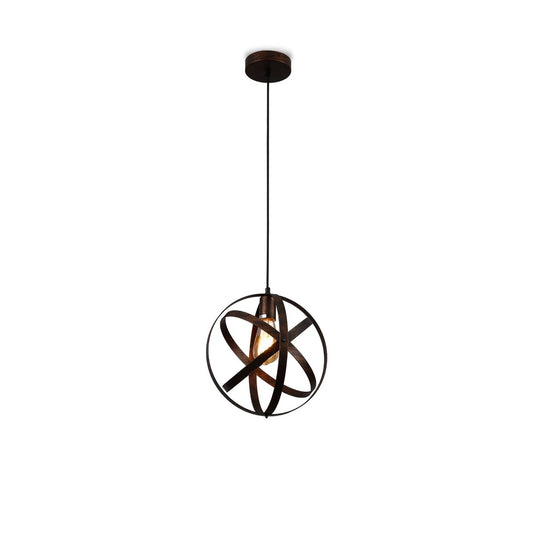 Rusty metal caged globe pendant light main image