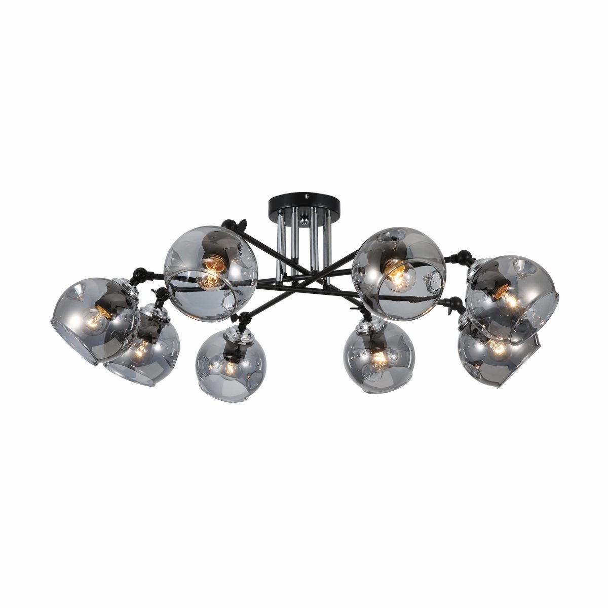 Smoky Glass Black And Chrome Semi Flush Ceiling Light 8Xe27's main image.