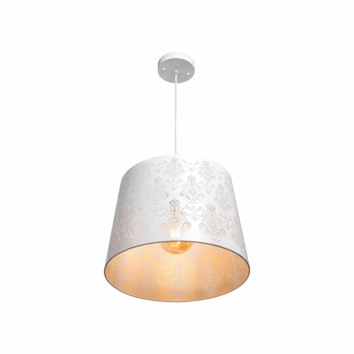 Main image of White Metal Flowered Frustum Pendant Ceiling Light with E27 | TEKLED 150-17976