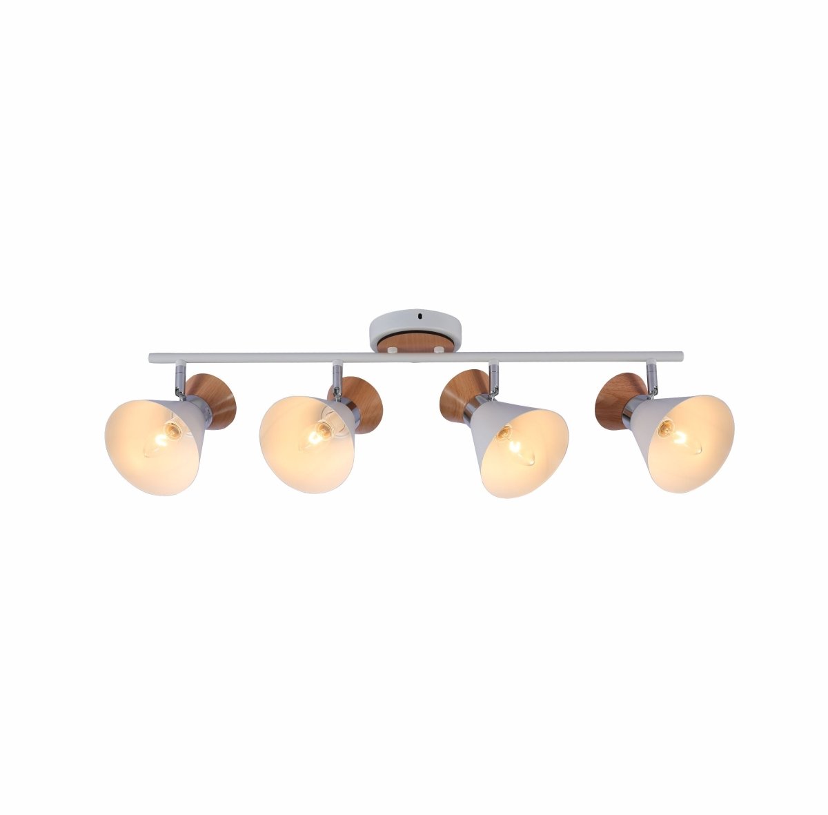 White Metal Wood Funnel Semi Flush Ceiling Light 4Xe14's main image.