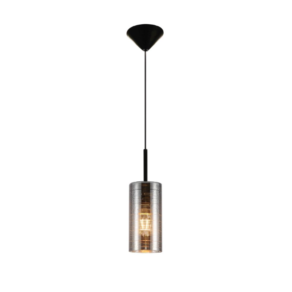 Main image of Jupiter Silver Cylinder Glass Pendant Ceiling Light with E27 Fitting | TEKLED 158-19768