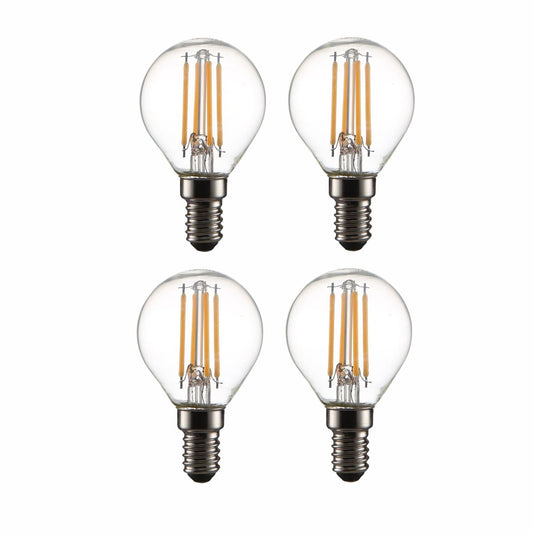 Main image of LED Dimmable Filament Bulb P45 Golf Ball E14 Small Edison Screw 4W 470lm Warm White 2700K Clear Pack of 4 | TEKLED 583-150224