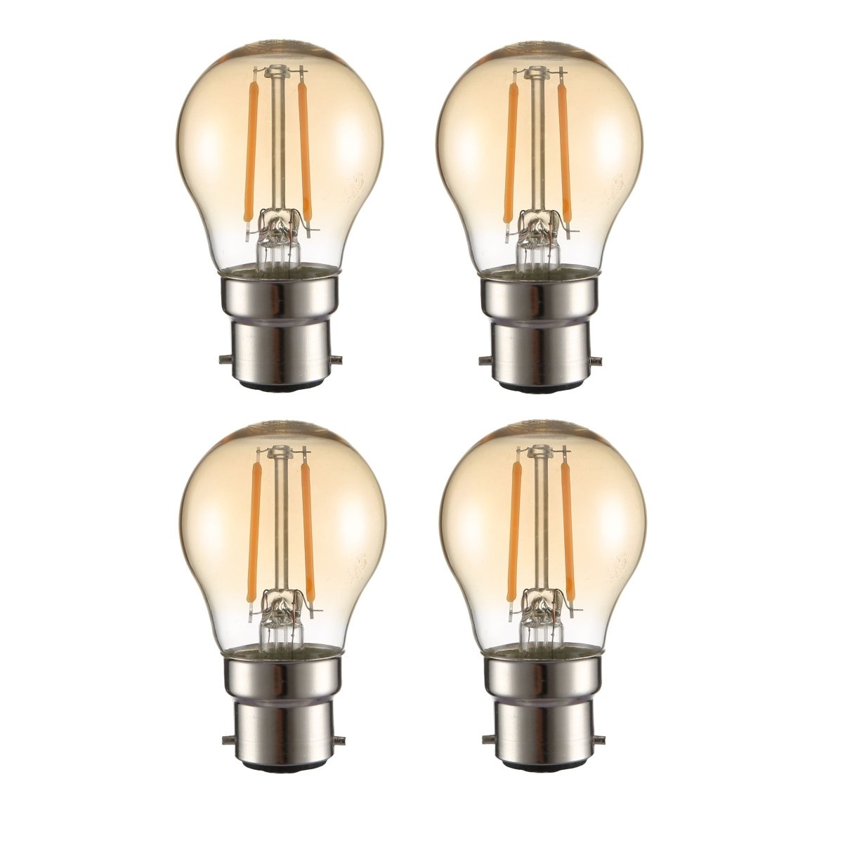 Main image of LED Filament Bulb G45 Golf Ball B22 Bayonet Cap 2W 220lm Warm White 2400K Amber Pack of 4 | TEKLED 583-150262