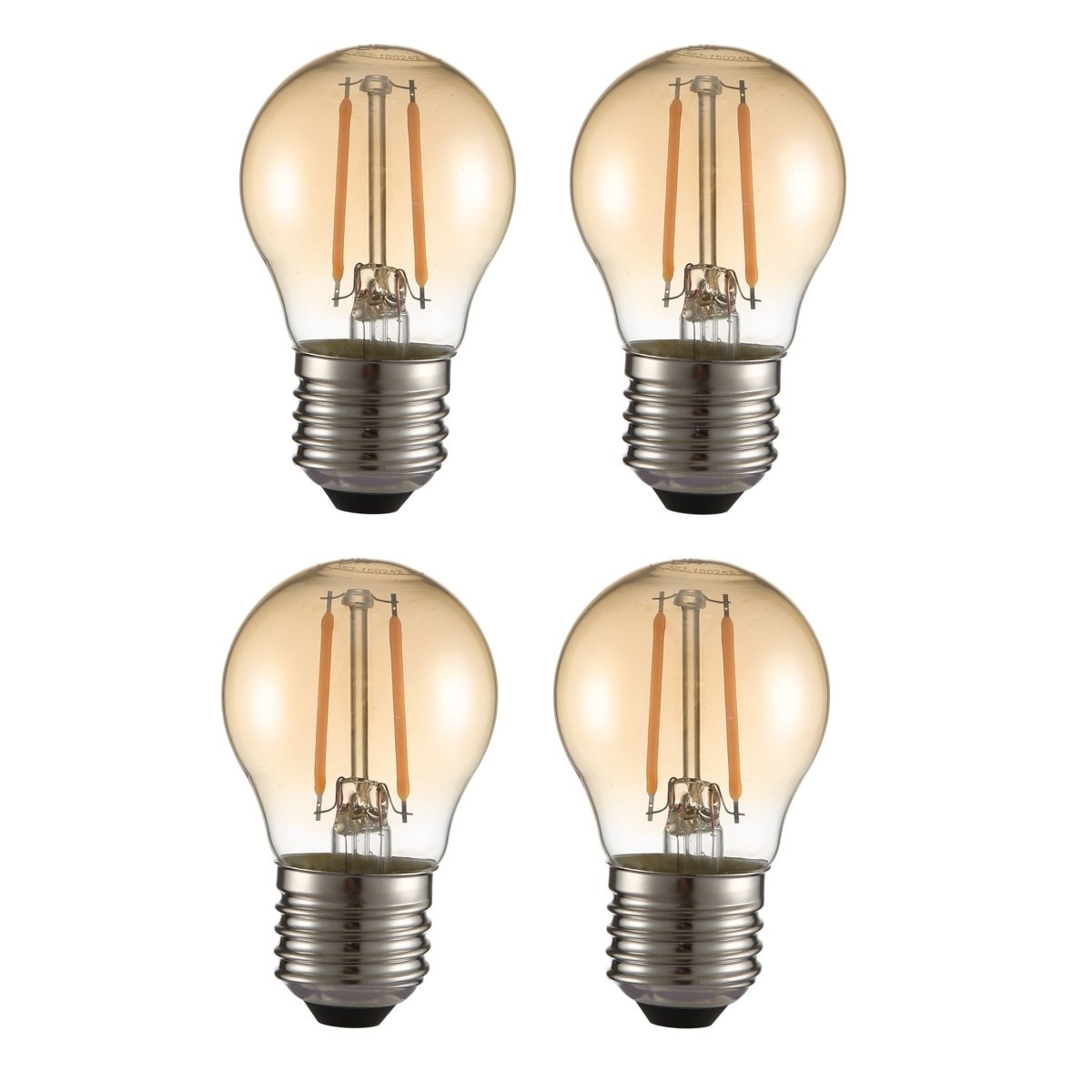 Main image of LED Filament Bulb G45 Golf Ball E27 Edison Screw 2W 220lm Warm White 2400K Amber Pack of 4 | TEKLED 583-150242