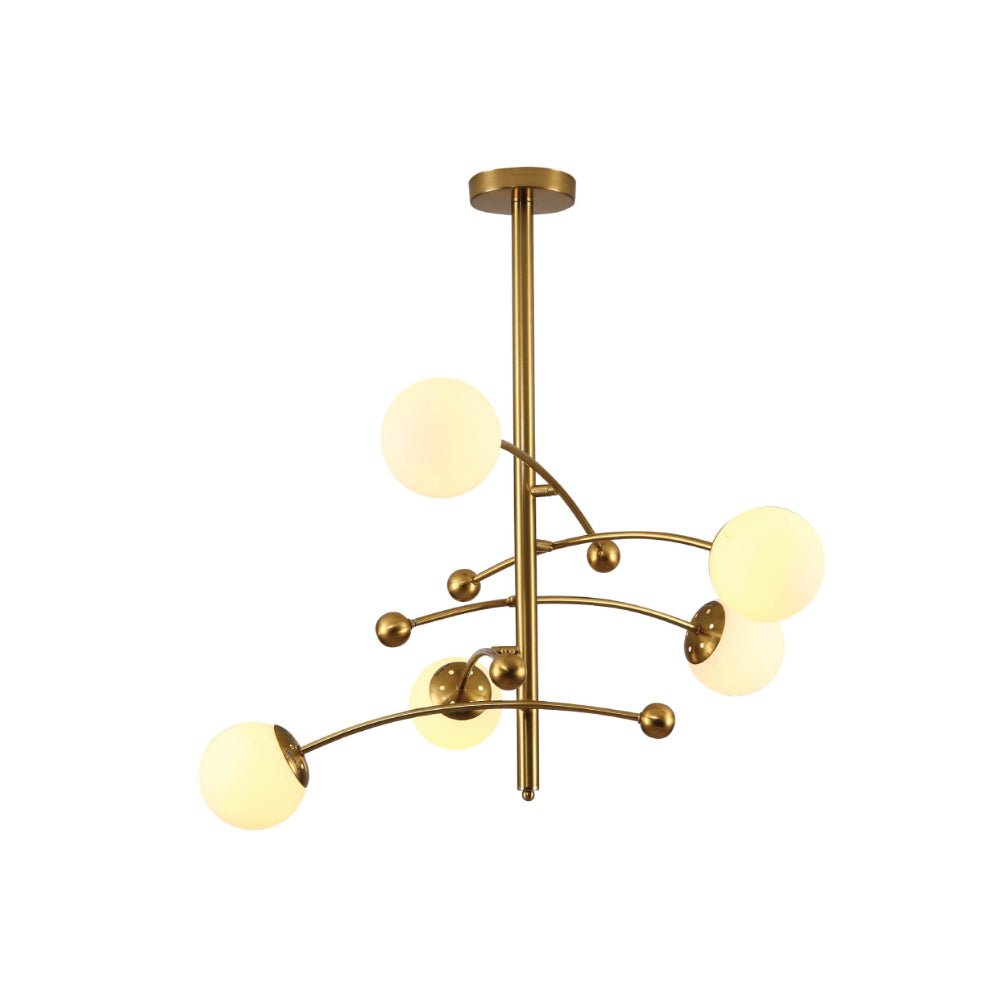 Main image of Mace Opal Globe Glasses Gold Metal Sputnik Chandelier Ceiling Light with 5xG9 Fittings  | TEKLED 158-19712