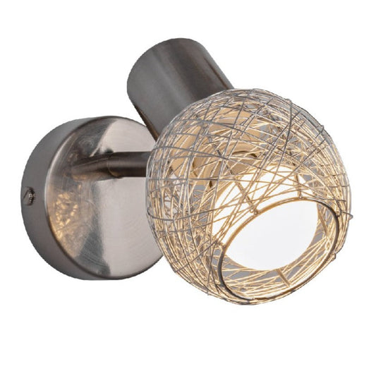 Main image of Matte Nickel Metal Silver Globe Nest Wall Light with E14 Fitting | TEKLED 151-19693